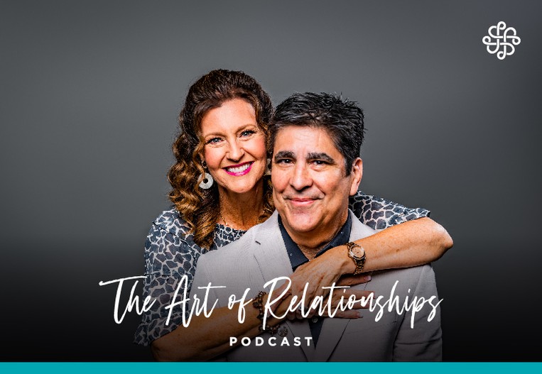 Dr. Chris and Alisa Grace pose for the cover of The Art of Relationships Podcast.